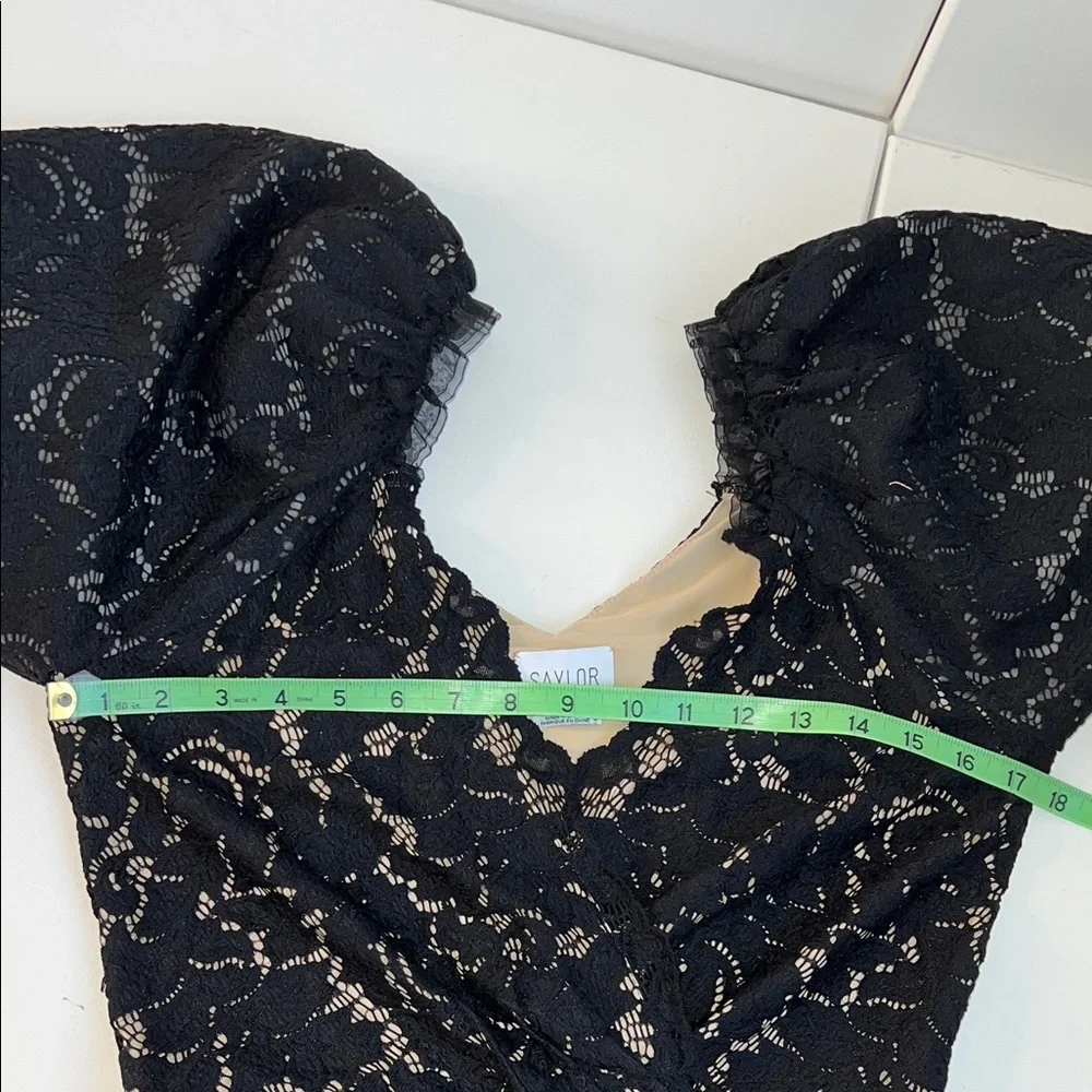 EUC Saylor Balloon Sleeve Black Lace Mini Dress Size Small - Picture 6 of 7